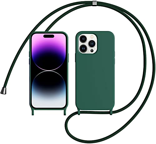 LIUKM Handykette Handyhülle kompatibel mit Apple iPhone 14 Pro Max | Necklace Hülle mit Band Handyhülle für zum Umhängen |Case mit Schnur | Schutzhülle mit Kordel - grün von LIUKM