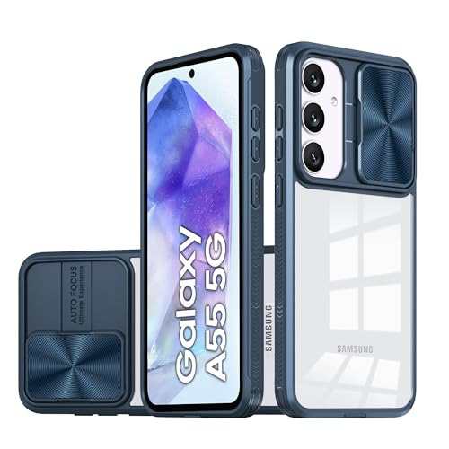 LIUKM Hülle Kompatibel mit Samsung Galaxy A55, Handyhülle mit Kameraschutz und Anti-Rutsch Stoßfest Kratzfest Schutzhülle Weich TPU Silikon und Hard PC Hybrid Transparent Case - Blau LIUKM Hülle Kompatibel mit Samsung Galaxy A55, Handyhülle mit Kameraschutz und Anti-Rutsch Stoßfest Kratzfest Schutzhülle Weich TPU Silikon und Hard PC Hybrid Transparent Case - Blau von LIUKM