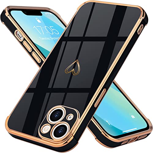LIUKM Hülle Kompatibel mit iPhone 14 Handyhülle Liebesherz Mädchen Schutzhülle Silikon Cute Love Slim Case Stoßfeste Kameraschutz Hülle für iPhone 14 - Schwarz von LIUKM