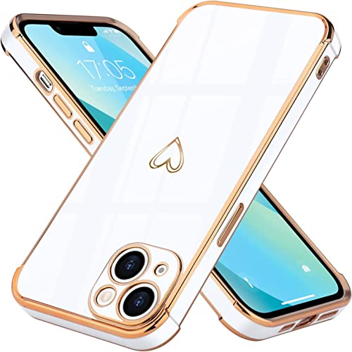 LIUKM Hülle Kompatibel mit iPhone 14 Plus Handyhülle Liebesherz Mädchen Schutzhülle Silikon Cute Love Slim Case Stoßfeste Kameraschutz Hülle für iPhone 14 Plus - Weiß von LIUKM