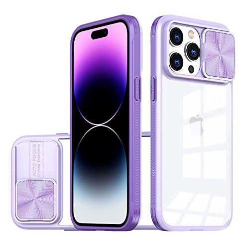 LIUKM Hülle Kompatibel mit iPhone 14 Pro, Handyhülle mit Kameraschutz und Anti-Rutsch Stoßfest Kratzfest Schutzhülle Weich TPU Silikon und Hard PC Hybrid Transparent Case - Lila von LIUKM