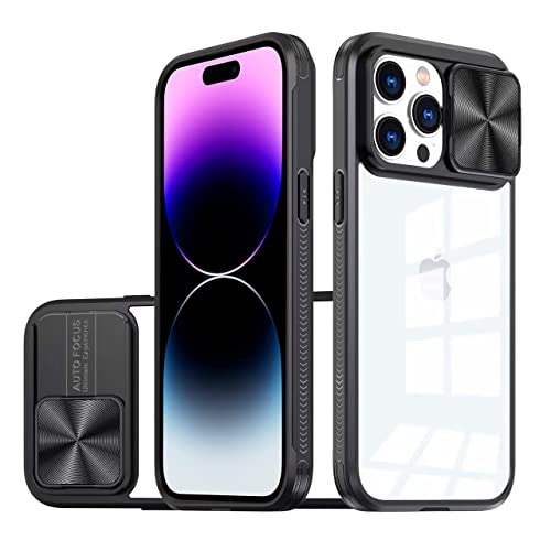 LIUKM Hülle Kompatibel mit iPhone 14 Pro Max, Handyhülle mit Kameraschutz und Anti-Rutsch Stoßfest Kratzfest Schutzhülle Weich TPU Silikon und Hard PC Hybrid Transparent Case - Schwarz von LIUKM