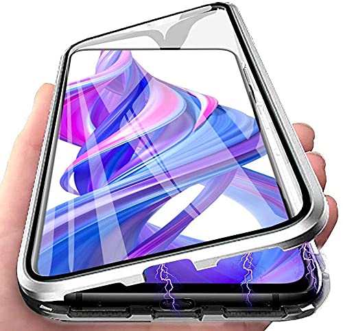 LIUKM Hülle für Huawei P20 Pro Magnetische Adsorption Handyhülle 360 Grad Stoßschutz Vorne hinten Gehärtetes Glas Schutzhülle Metallrahmen Cover Case - Silber von LIUKM