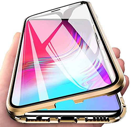 LIUKM Hülle für Huawei P30 Magnetische Adsorption Handyhülle 360 Grad Stoßschutz Vorne hinten Gehärtetes Glas Schutzhülle Metallrahmen Cover Case - Golden von LIUKM