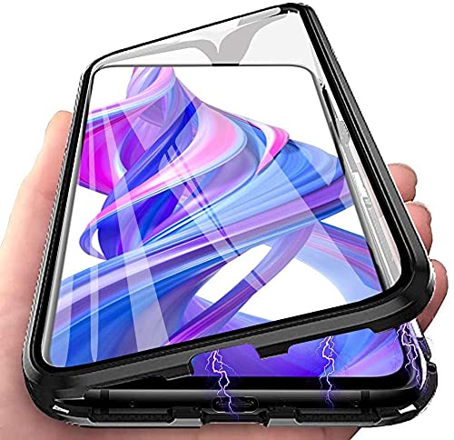 LIUKM Hülle für Huawei P30 Magnetische Adsorption Handyhülle 360 Grad Stoßschutz Vorne hinten Gehärtetes Glas Schutzhülle Metallrahmen Cover Case - Schwarz von LIUKM