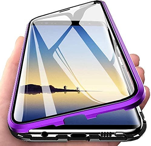 LIUKM Hülle für Samsung Galaxy A22(5G) Magnetische Adsorption Handyhülle 360 Grad Stoßschutz Vorne hinten Gehärtetes Glas Schutzhülle Metallrahmen Cover Case - Violett von LIUKM