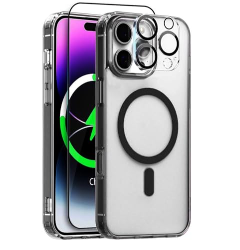 LIUKM Hülle für iPhone 16 Pro, 1 Stück gehärteter Glas-Schutzfilm & 1 Anti-Schock-Film für die Kamera, ultradünne Hülle aus hartem PC und Silikon Handyhülle für iPhone 16 Pro - Schwarz LIUKM Hülle für iPhone 16 Pro, 1 Stück gehärteter Glas-Schutzfilm & 1 Anti-Schock-Film für die Kamera, ultradünne Hülle aus hartem PC und Silikon Handyhülle für iPhone 16 Pro - Schwarz von LIUKM