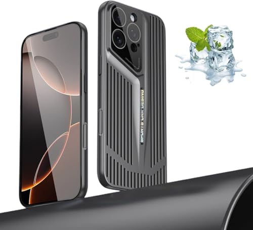 LIUKM Hülle für iPhone 16 Pro Max Atmungsaktive Handyhülle Galvanisierte Hülle aus PC-Material, Kameraobjektivschutz, Kühlende Handyhüllen ultradünn, stoßfest - Schwarz von LIUKM