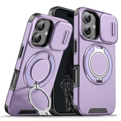 LIUKM Hülle für iPhone 16 mit Kameraschutzabdeckung,Handyhülle integriertem Ständer, kompatibel mit magnetischen Autohalterungen - robuste Schutzhülle für iPhone 16 - Violett LIUKM Hülle für iPhone 16 mit Kameraschutzabdeckung,Handyhülle integriertem Ständer, kompatibel mit magnetischen Autohalterungen - robuste Schutzhülle für iPhone 16 - Violett von LIUKM