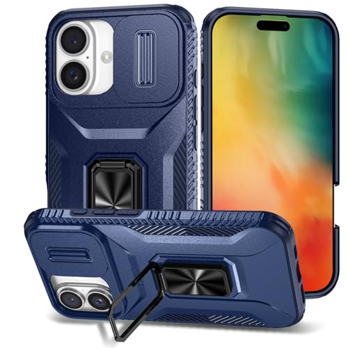 LIUZIHAN Handyhülle für Apple iPhone 16e Hülle, Flexible Rugged TPU+PC Hybrid Armor Stoßfest, Mit Standfunktion, Schutzhülle Cover für Apple iPhone 16e.(Blau) von LIUZIHAN