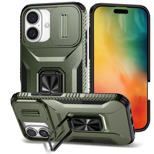 LIUZIHAN Handyhülle für Apple iPhone 16e Hülle, Flexible Rugged TPU+PC Hybrid Armor Stoßfest, Mit Standfunktion, Schutzhülle Cover für Apple iPhone 16e.(Grün) von LIUZIHAN