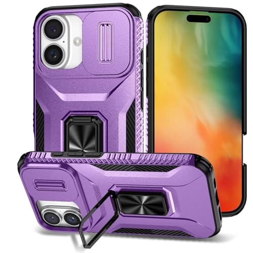 LIUZIHAN Handyhülle für Apple iPhone 16e Hülle, Flexible Rugged TPU+PC Hybrid Armor Stoßfest, Mit Standfunktion, Schutzhülle Cover für Apple iPhone 16e.(Lila) von LIUZIHAN
