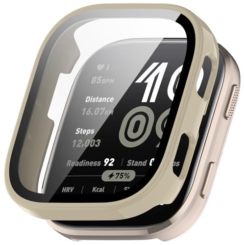 LIUZIHAN Hülle Kompatibel mit Amazfit Bip 6, [2 Stück] Harter PC + Displayschutz, All-Inclusive-Schutzhülle, Kratzfest Ultradünne Protective Case.(Elfenbeinweiß) von LIUZIHAN