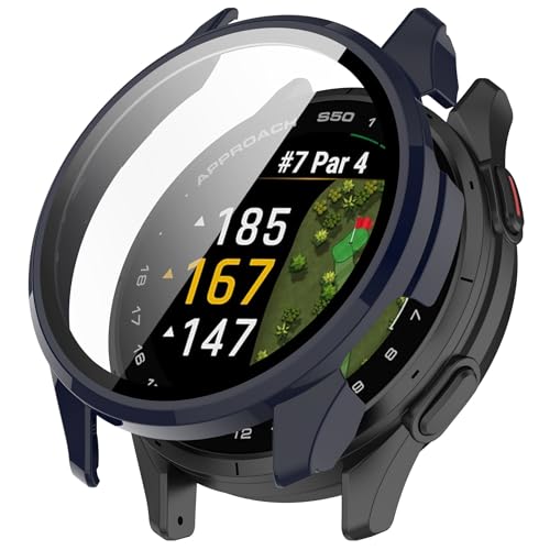 LIUZIHAN Hülle Kompatibel mit Garmin Approach S50, [2 Stück] Harter PC + Displayschutz, All-Inclusive-Schutzhülle, Kratzfest Ultradünne Protective Case.(Blau) von LIUZIHAN