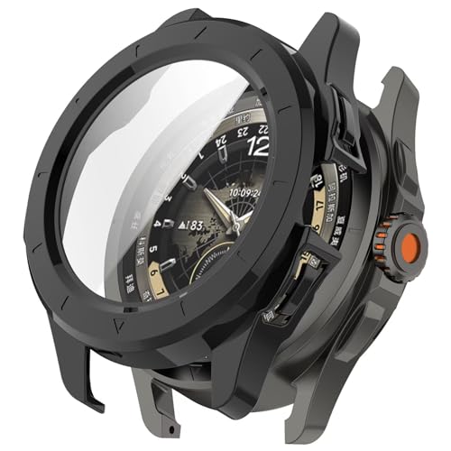 LIUZIHAN Hülle Kompatibel mit Garmin Approach S50, [2 Stück] Harter PC + Displayschutz, All-Inclusive-Schutzhülle, Kratzfest Ultradünne Protective Case.(Schwarz) von LIUZIHAN