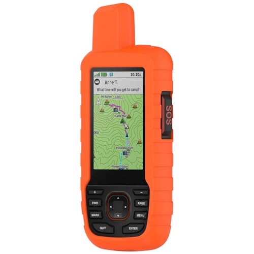 LIUZIHAN Hülle Kompatibel mit Garmin GPSMAP 66i 76i, Mit Schlüsselanhänger, Silikon-Material Weich Ultradünn Schutzhülle, Anti-Fall, Case Cover für Garmin GPSMAP 66i 76i.(Orange) von LIUZIHAN