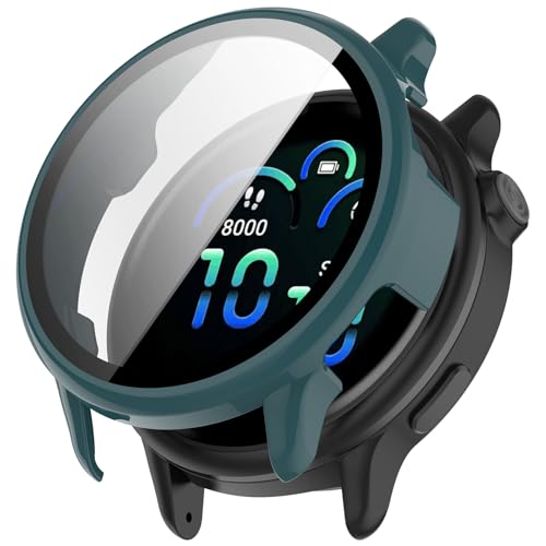 LIUZIHAN Hülle Kompatibel mit Garmin Vivoactive 6, [2 Stück] Harter PC + Displayschutz, All-Inclusive-Schutzhülle, Kratzfest Ultradünne Protective Case.(Grün) von LIUZIHAN