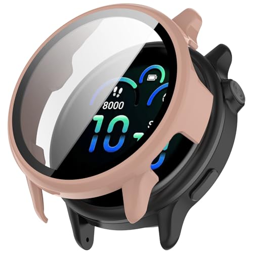 LIUZIHAN Hülle Kompatibel mit Garmin Vivoactive 6, [2 Stück] Harter PC + Displayschutz, All-Inclusive-Schutzhülle, Kratzfest Ultradünne Protective Case.(Rosa) von LIUZIHAN