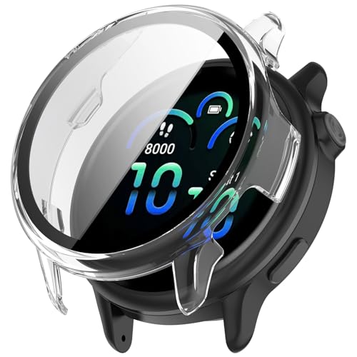 LIUZIHAN Hülle Kompatibel mit Garmin Vivoactive 6, [2 Stück] Harter PC + Displayschutz, All-Inclusive-Schutzhülle, Kratzfest Ultradünne Protective Case.(Transparent) von LIUZIHAN