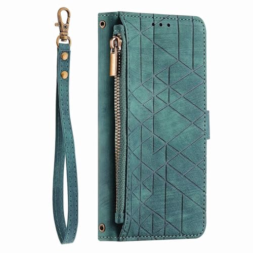 LIUZIHAN Hülle Kompatibel mit Huawei Enjoy 80. [Kartenfach] PU Leder Flip Wallet, mit Standfunktion, Schutzhülle handyhüllen für Huawei Enjoy 80.Grün von LIUZIHAN