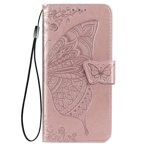 LIUZIHAN Hülle Kompatibel mit TCL 50XL. [Kartenfach] PU Leder Flip Wallet, mit Standfunktion, Schutzhülle handyhüllen für TCL 50XL.Roségold von LIUZIHAN