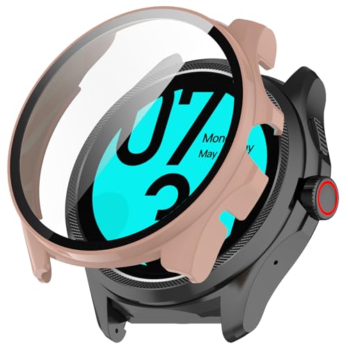 LIUZIHAN Hülle Kompatibel mit Ticwatch Pro 5 Enduro, [2 Stück] Harter PC + Displayschutz, All-Inclusive-Schutzhülle, Kratzfest Ultradünne Protective Case.(Rosa) von LIUZIHAN