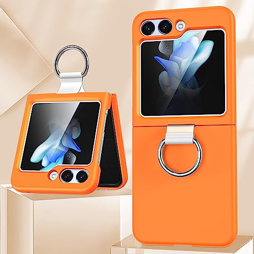 LIUZIHAN Hülle für Samsung Galaxy Z Flip 5, Elastische Schockabsorption und Ultra Thin Design, mit Metallring, Kratzfest, Case Handyhülle Cover für Samsung Galaxy Z Flip 5.(Orange) von LIUZIHAN