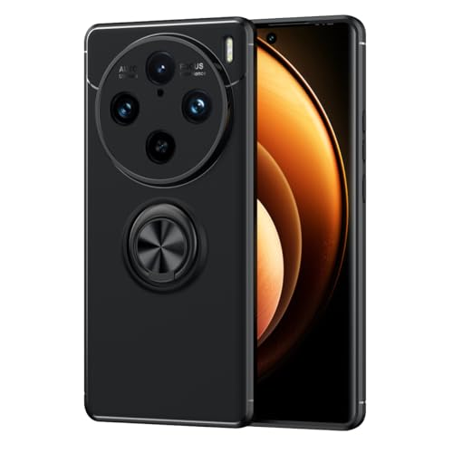 LIUZIHAN Hülle für vivo X100 Pro, Fortschrittliche Ultradünne TPU-Handyhülle, um 360 Grad Drehbare Ringhalterung, Schutzhülle für vivo X100 Pro.(Schwarz) von LIUZIHAN