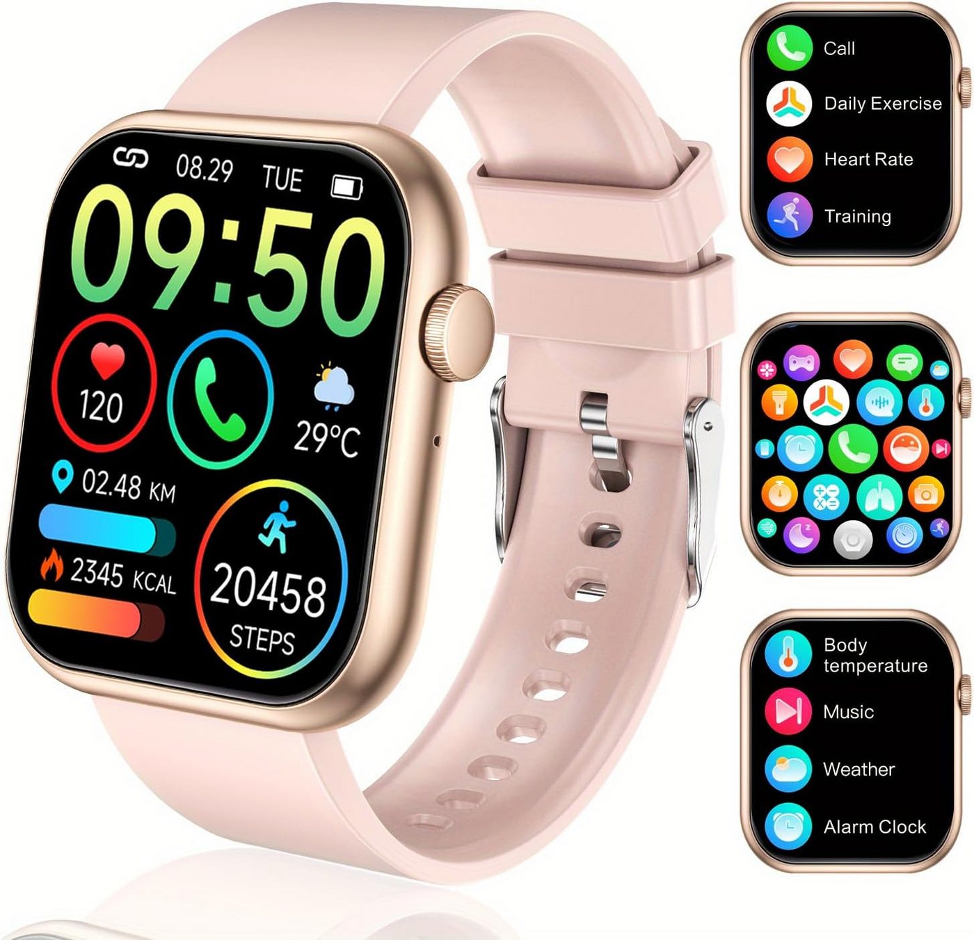 LIVLOV mit Bluetooth Anrufe, Fitness Tracker Herzfrequenz SpO2 Schlafmonitor Smartwatch (1,96 Zoll, Android, iOS), Fittnessuhr herren Damen sportuhr Gesundheitsuhr schrittzähler von LIVLOV