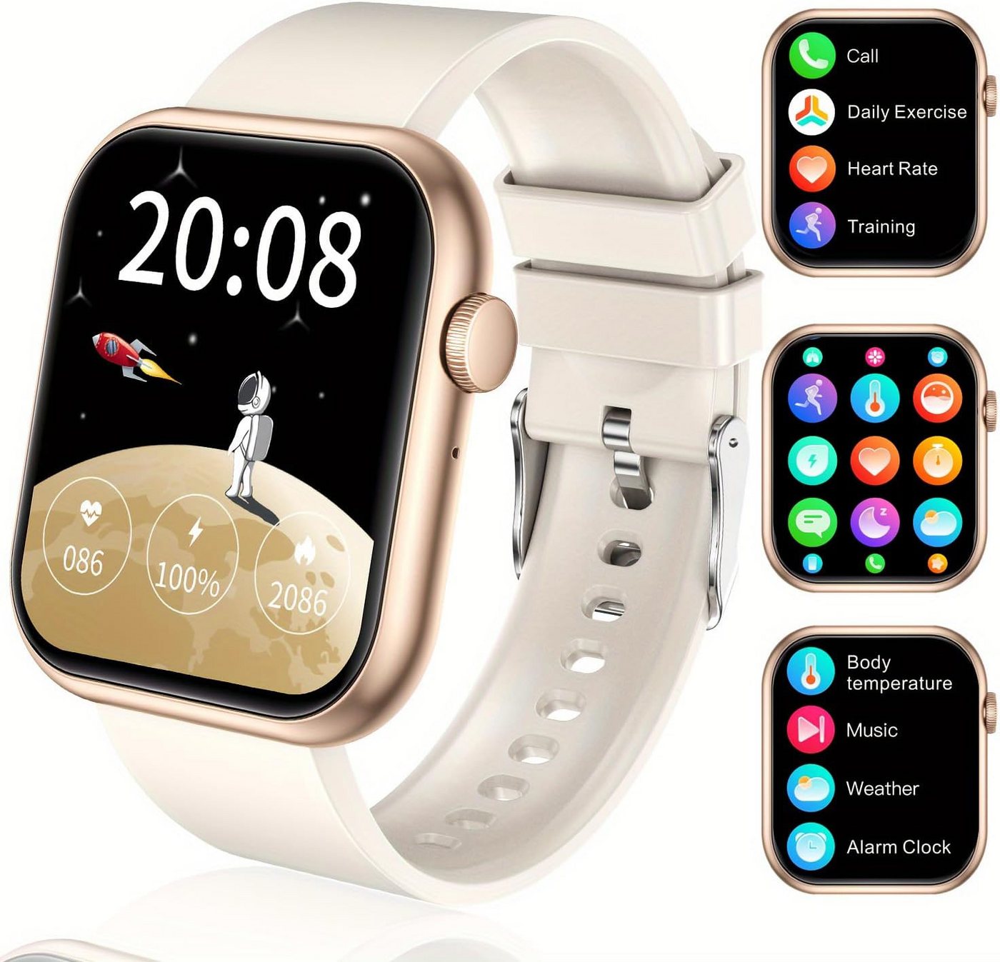 LIVLOV mit Bluetooth Anrufe, Fitness Tracker Herzfrequenz SpO2 Schlafmonitor Smartwatch (2 Zoll, Android, iOS), Fittnessuhr herren Damen sportuhr Gesundheitsuhr schrittzähler von LIVLOV