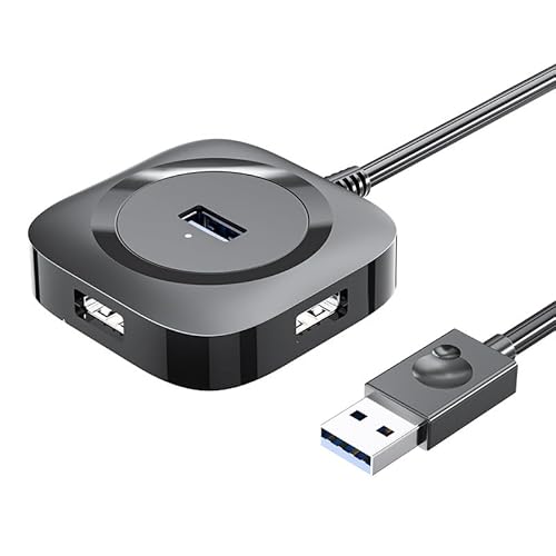 USB Hub 3.0, USB Verteiler Multi USB 4 Ports Splitter für PC, Mac, Surface Pro, Laptop, PS4, 0.2M Lang Verlängerungskabel Mini USB 3.0 Adapter (USB 2.0 schwarz) von LIWEARE