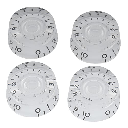 tianwandong Musiclily Basic Metric Coarse 18-Spline-Gitarrenknöpfe, Ton-, Lautstärke- und Geschwindigkeitsreglerknöpfe for E-Gitarre Epi LP SG (4er-Set)(Transparents) von LIYIANWAN