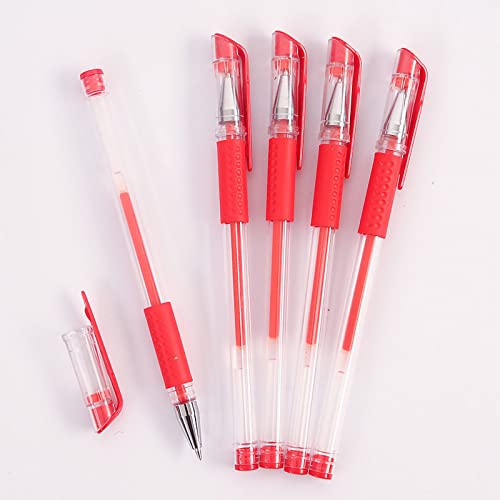 LIYJTK Gelstift, 0,5 mm Bul-let, schwarz, rot, blau, wässrige Stifte, Spitze, schmale Kontur-Tintenstifte, austauschbare Nachfüllung, feine Spitze, Büro-Gelstift für Studenten, Büro, (Red) von LIYJTK