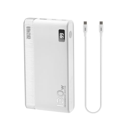 CH100W03 130W Power Bank 22500mAh Large Capacity PD Fast Charging with Type C USB A 3 Ports LED Screen Back Pack for Laptop Smartphone Drone LED Fill Light (White) von LIZEALUCKY