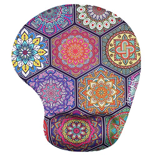 Handgelenkauflage Mouse pad ,Lizimandu rutschfeste Gummi-Unterseite gleichmäßige Maussteuerung ergonomisches Komfort Mauspad mit Handauflage(Sechseckiger Boho/Hexagonal Boho) von LIZIMANDU