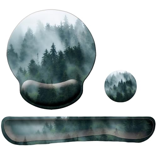 Tastatur-Handgelenkauflage, Mauspad mit Handgelenkstütze, 3er-Set, Mauspad mit rutschfester Gummiunterseite, ergonomischer Memory-Schaum, Handgelenkkissen, Unterstützung für Zuhause, Büro, Laptop Tastatur-Handgelenkauflage, Mauspad mit Handgelenkstütze, 3er-Set, Mauspad mit rutschfester Gummiunterseite, ergonomischer Memory-Schaum, Handgelenkkissen, Unterstützung für Zuhause, Büro, Laptop von LIZPARE