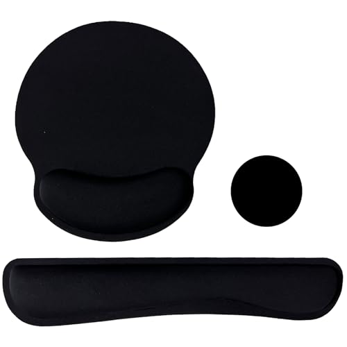 Tastatur-Handgelenkauflage, Mauspad mit Handgelenkstütze, 3er-Set, Mauspad mit rutschfester Gummiunterseite, ergonomischer Memory-Schaum, Handgelenkkissen, Unterstützung für Zuhause, Büro, Laptop Tastatur-Handgelenkauflage, Mauspad mit Handgelenkstütze, 3er-Set, Mauspad mit rutschfester Gummiunterseite, ergonomischer Memory-Schaum, Handgelenkkissen, Unterstützung für Zuhause, Büro, Laptop von LIZPARE