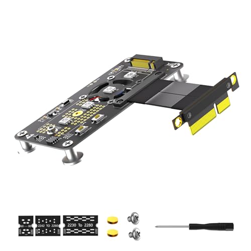 LIbgiubhy 5 0 cm Schnelles NGFFs NVME Festplatten Auf PCIE 4-Verlängerungskabel Mit Lüfter LED Magnetpad von LIbgiubhy