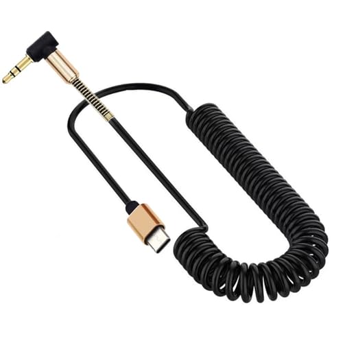 LIbgiubhy Industrielles Spiralkabel USB C auf 3,5 mm Stecker, rechtwinklig, Stereokabel, dehnbar, für die Verwendung im Auto mit USB-C-Geräten LIbgiubhy Industrielles Spiralkabel USB C auf 3,5 mm Stecker, rechtwinklig, Stereokabel, dehnbar, für die Verwendung im Auto mit USB-C-Geräten von LIbgiubhy