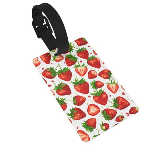 Gepäckanhänger mit Erdbeermotiv, Reisetaschen-Etiketten, Kofferanhänger, ID-Etikett für Damen und Herren von LJABCVNN