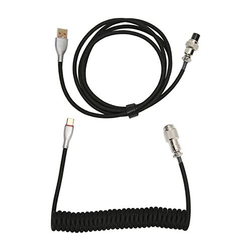 Kabel für Mechanische Tastatur, Doppelhülse, Individuell Gewickelt mit Abnehmbarem Metall-Luftfahrt-USB-C-zu-USB-A-Tastatur, Luftfahrt-Anschluss, USB-C-Tastatur (Black) von LJCM