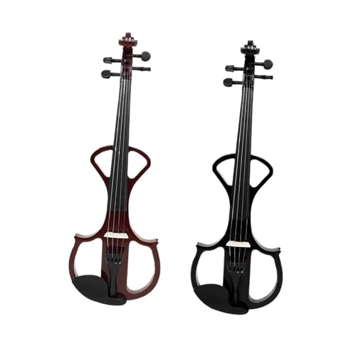 Violine für Anfänger, elektrische Violine, 4/4, mit Steg-Kopfhörern, Spielinstrument (schwarz) von LJERFSW