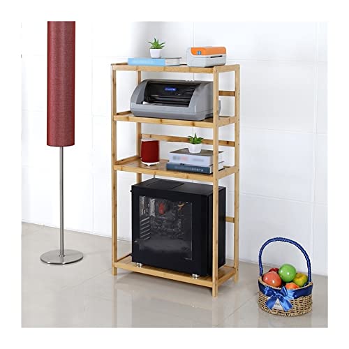 Büro Beweglicher PC-Tower-Ständer, Druckerständer, 4-stufiger CPU-Ständer mit offenen Regalen, Bambus-PC-Gehäuse-Bodenständer mit Stauraum, for das Heimbüro Zubehör(Natural,51*26*105cm) von LJHFG63KUYT