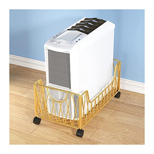 Büro Mobiler CPU-Ständerhalter, Metall-PC-Tower-Ständerwagen, Boden-PC-Ständer-CPU-Halter mit 4 Lenkrollen unter dem Schreibtisch, for das Home Office Zubehör(Gold) von LJHFG63KUYT