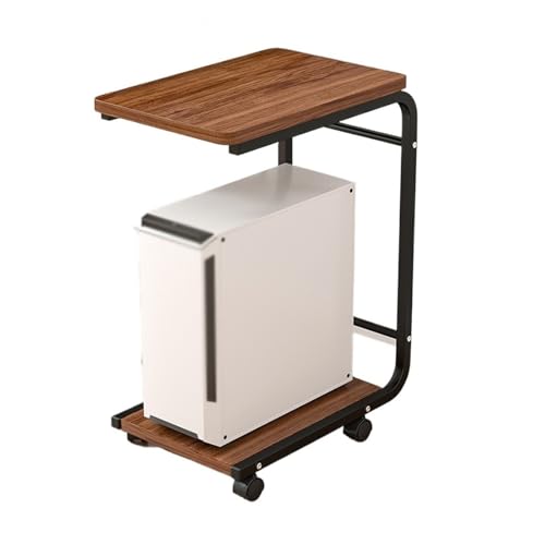 Büro PC-Tower-Ständer, 2-stufiger PC-Ständer, C-förmiger CPU-Ständer mit Metallrahmen und Lenkrollen for das Home-Office, passend for die meisten PCs Zubehör(Bruin) von LJHFG63KUYT