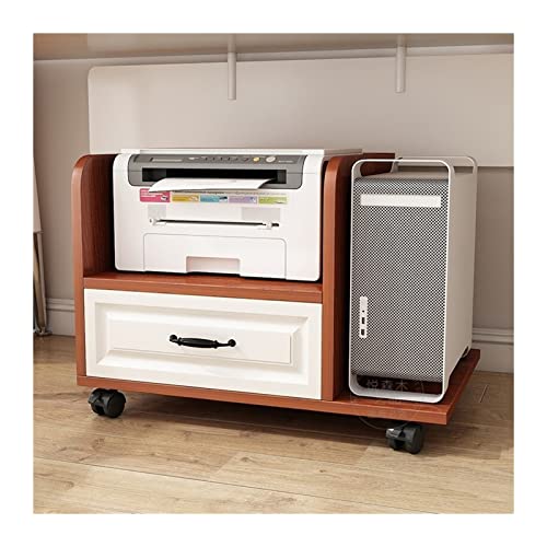 Büro PC-Tower-Ständer mit Stauraum, mobiler Druckerständer, 2-stufiger Druckerwagen, CPU-Ständer mit Schubladen und Rollen, unter dem Schreibtisch, for das Heimbüro Zubehör(Bruin,76*46.5*45cm) von LJHFG63KUYT
