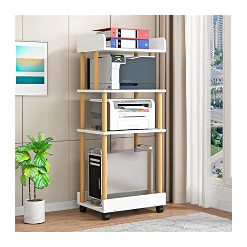 LJHFG63KUYT Büro 2/3/4-stufiger beweglicher PC-Tower-Ständer mit Stauraum, rollender, bodenstehender Druckerständer, PC-Host-Ständer, Lagerregal mit Lenkrollen for das Heimbüro Zubehör(4-Tier) von LJHFG63KUYT
