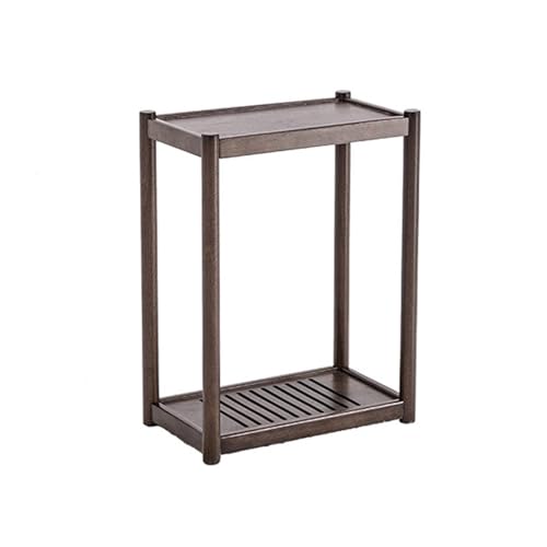 LJHFG63KUYT Büro Mobiler CPU-Halter mit 2 Ebenen, PC-Tower-Ständer aus Holz mit unsichtbaren Lenkrollen, bodenstehender PC-Hauptgehäuseständer for das Home Office Zubehör(Bruin,Mittel) von LJHFG63KUYT