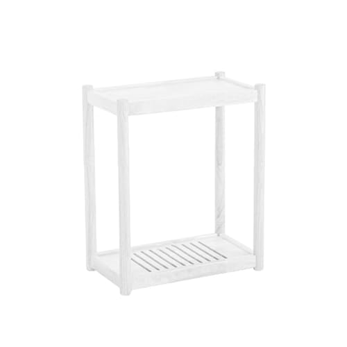 LJHFG63KUYT Büro Mobiler CPU-Halter mit 2 Ebenen, PC-Tower-Ständer aus Holz mit unsichtbaren Lenkrollen, bodenstehender PC-Hauptgehäuseständer for das Home Office Zubehör(Weiß,Mittel) von LJHFG63KUYT