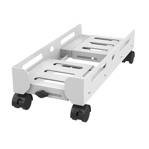 LJHFG63KUYT Büro Mobiler PC-Tower-Ständer, CPU-Ständer mit Einstellbarer Breite, Desktop-CPU-Halter aus Stahl, robuster PC-Gehäuseständer mit rollenden Lenkrollen Zubehör(Weiß,Klein) von LJHFG63KUYT